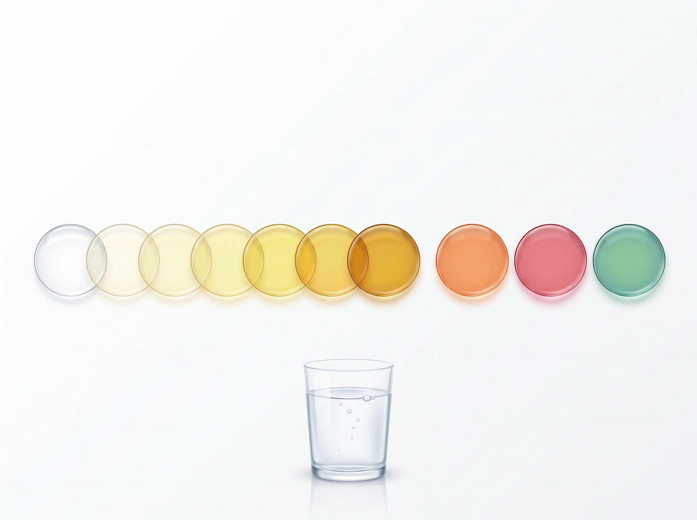 Chart showing different urine colors from clear to dark yellow and their hydration meanings